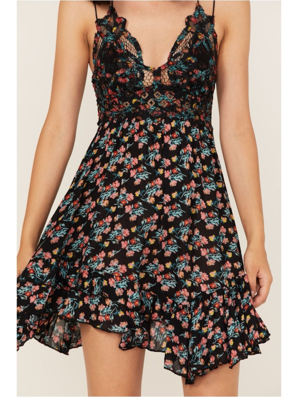 Free People Adella Floral Print Sleeveless Slip Mini Dress NWOT